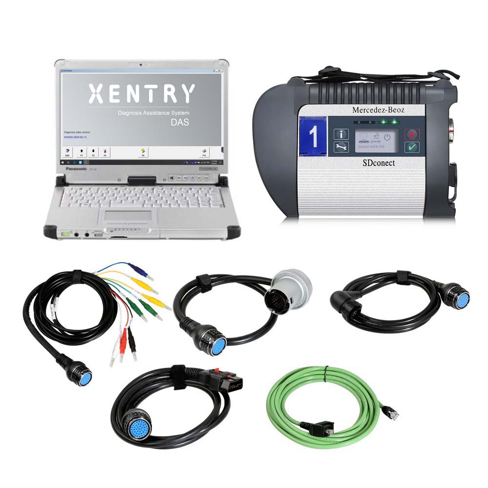 MB SD Connect Compact C4 Diagnosis Tool DOIP Plus Panasonic CF-C2 Laptop With Vediamo And DTS Software 2024.04