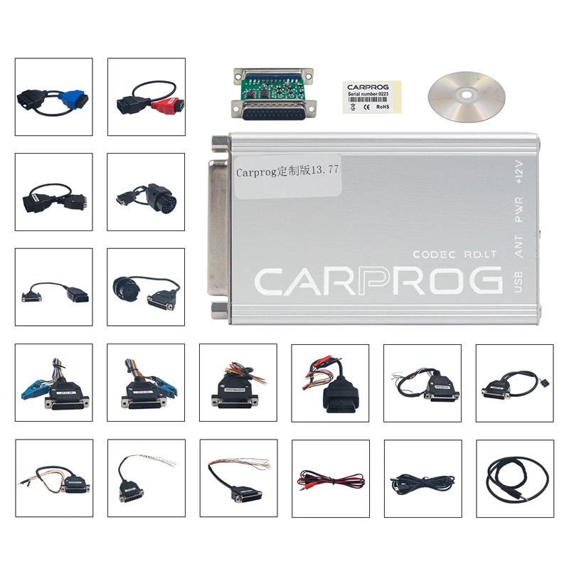 Newest Online Carprog 13.77 Full Adapters with keygen Car Prog 8.21/V10.93 Iprog Pro V86 For Airbag/Radio/IMMO ECU Repair Tool